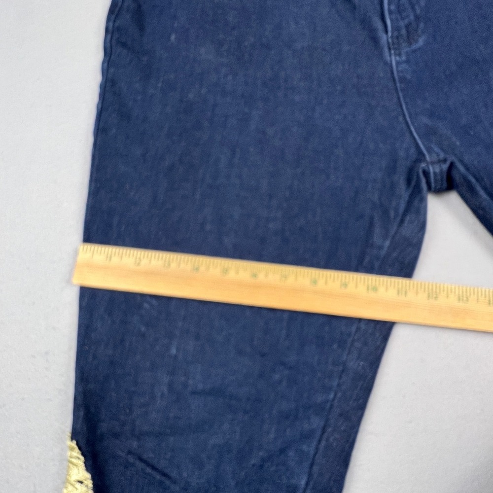 K. Jordan Lace Applique Jeans Womens 16 Blue Dark Wash Skinny Boho Denim Pants - Picture 6 of 13